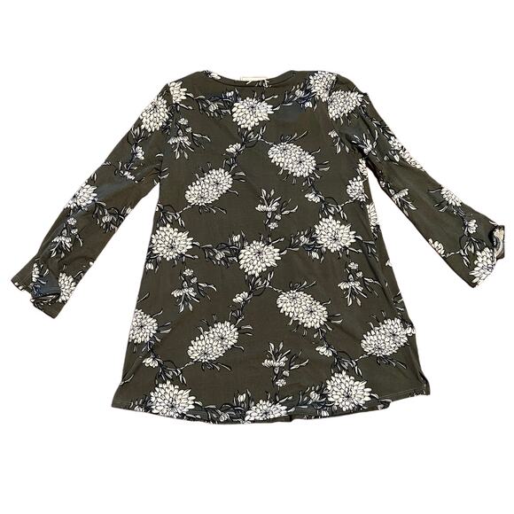 Ces Femme Gray Floral Tunic Top Crisscross Front Size XS Stretch Bohemian - Picture 8 of 9